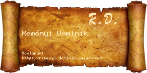 Reményi Dominik névjegykártya