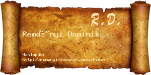 Reményi Dominik névjegykártya